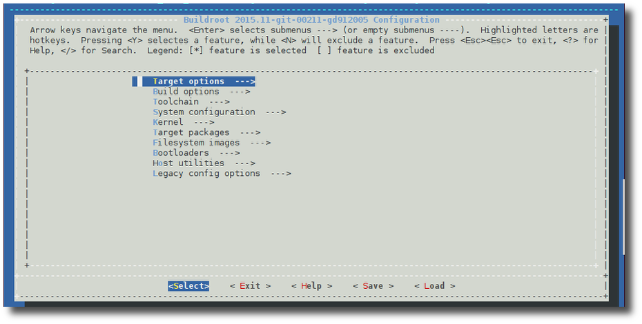 Buildroot menuconfig